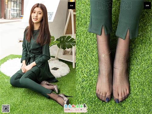 [SIW斯文传媒]06 小香风墨绿纯棉气质小脚裤两件 – 甄真【64P/80M】