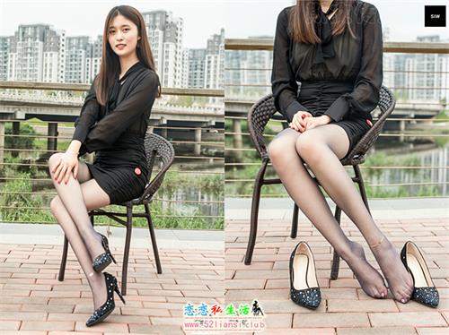 [SIW斯文传媒]17 黑色薄纱长袖挂脖丝带连衣裙【60P/54M】