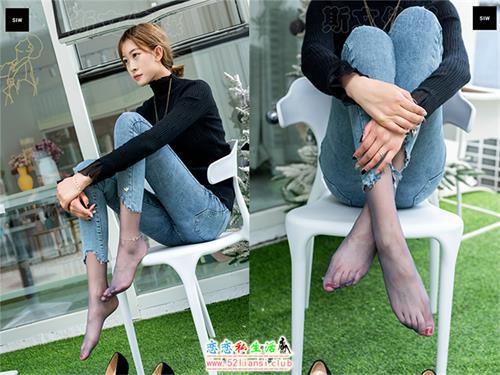 [SIW斯文传媒]26 黑色高领打底衫配休闲七分牛仔裤 – 新芳【60P/69M】