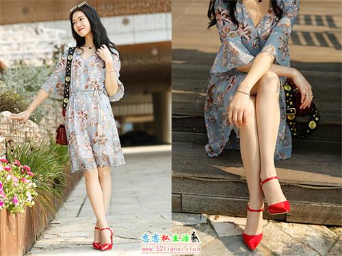 [奈丝]070-一字扣尖头红色单鞋 – 小敏（无水印）【35P/120M】