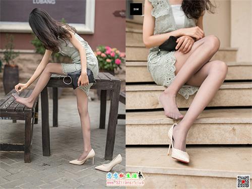 [SIW斯文传媒]74 淡绿蕾丝花边短袖连衣裙 – 蓉儿【61P/41M】