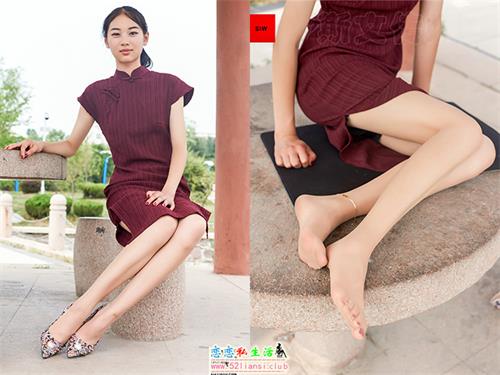 [SIW斯文传媒]69 复古中式紫色条纹棉质旗袍 – 丽莉【63P/53M】