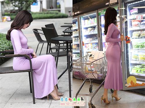 [魔镜街拍] 015 紫色紧身连衣裙【223P/208M】