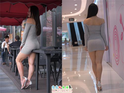 [魔镜街拍] 025 灰色紧身裙街拍【225P/636M】