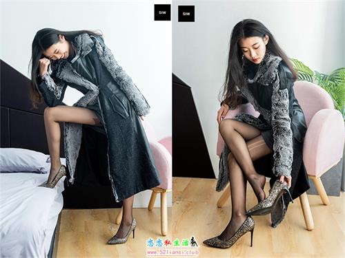 [SIW斯文传媒]85 蓉儿 翻毛领拼色毛呢仿皮华贵长款大衣【63P/50M】