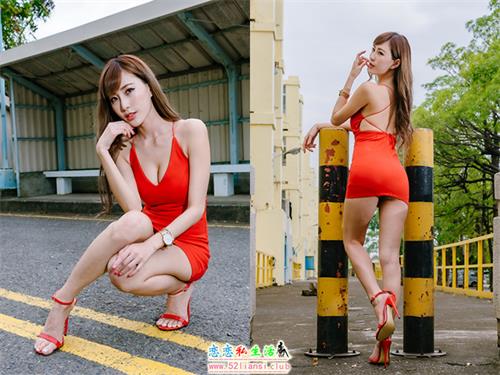 [街拍丝足]047-台湾腿模 艾比 红连衣短裙 高跟美腿美腿外拍【115P/209M】