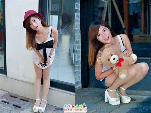 [街拍丝足]061-台湾腿模 方唯真 牛仔短裤 丝袜高跟美腿外拍【73P/90M】