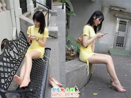 [魔镜街拍] 123-淡黄色连衣裙性感美女街拍【286P/335M】