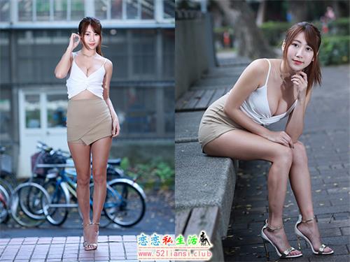 [街拍丝足]108长腿美模 张嘉庭 吊带露肚短裤 高跟美腿外拍【52P/77M】