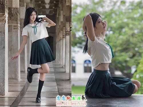 [南桃Momoko] 21-绿色JK制服【14P/28M】